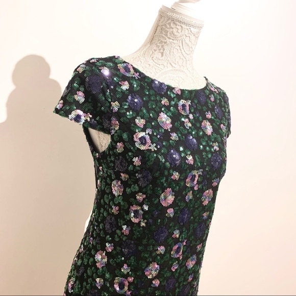 SAM EDELMAN Cap Sleeve Floral Sequin Dress - Picture 13 of 15